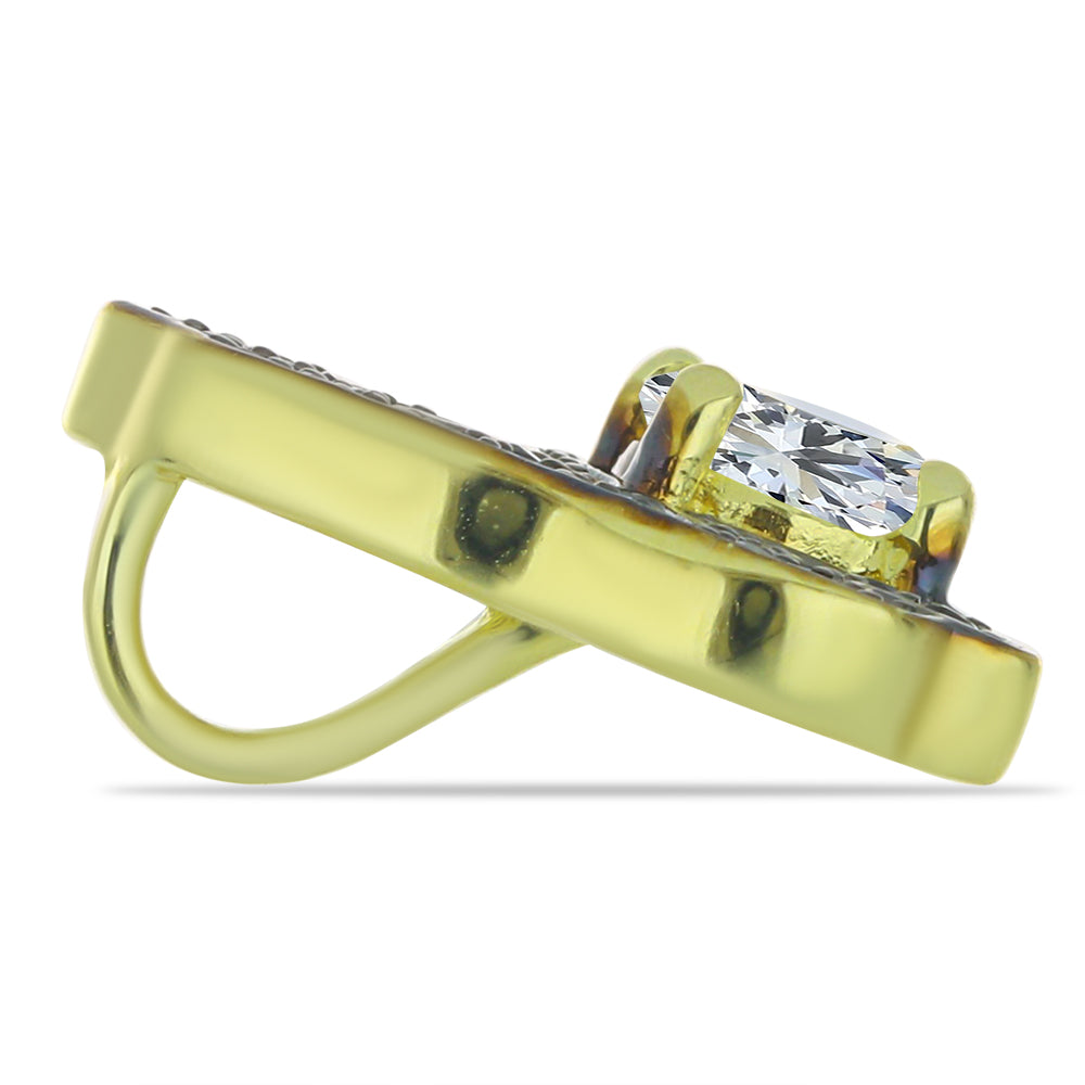 Colgante de Plata Bañada en Oro con Espinela Negra y Topacio Blanco 2 