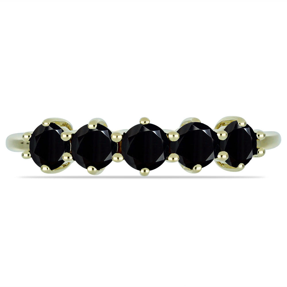 Anillo de Plata Bañada en Oro con Espinela Negra 1 