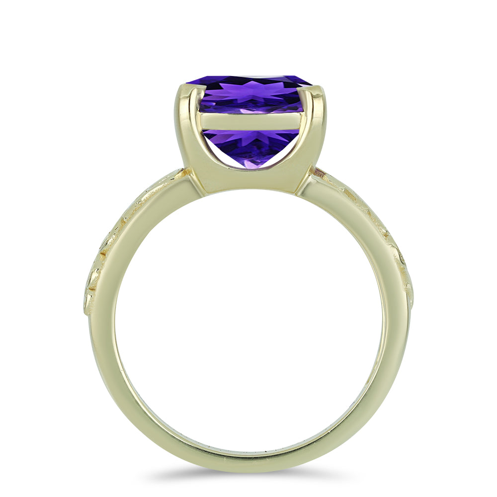 Anillo de Plata Bañada en Oro con Amatista de Marruecos 2 