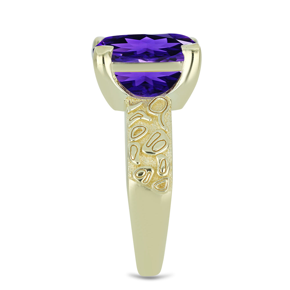 Anillo de Plata Bañada en Oro con Amatista de Marruecos 4 