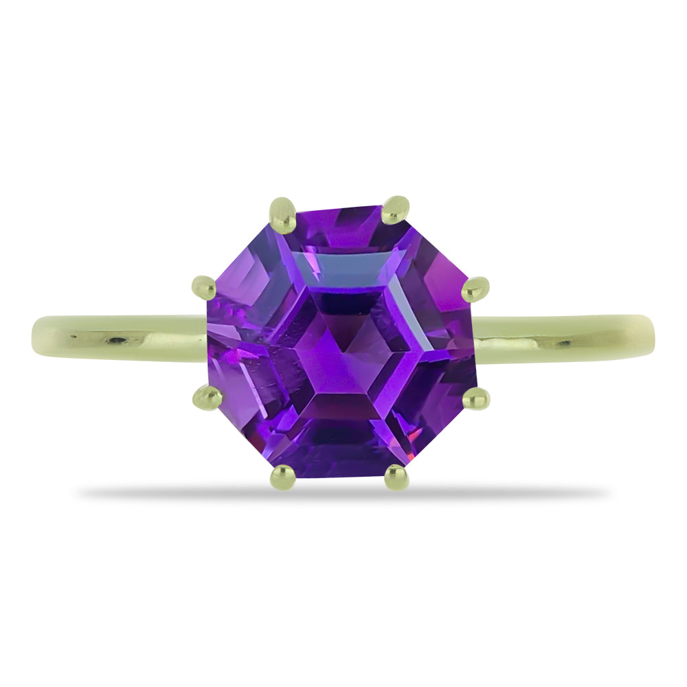 Anillo de Plata Bañada en Oro con Amatista de Marruecos 1 