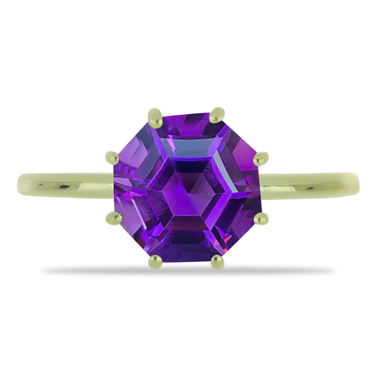 Anillo de Plata Bañada en Oro con Amatista de Marruecos