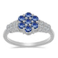 Anillo de Plata con Moisanita azul real certificado y cultivado en laboratorio y Topacio Blanco