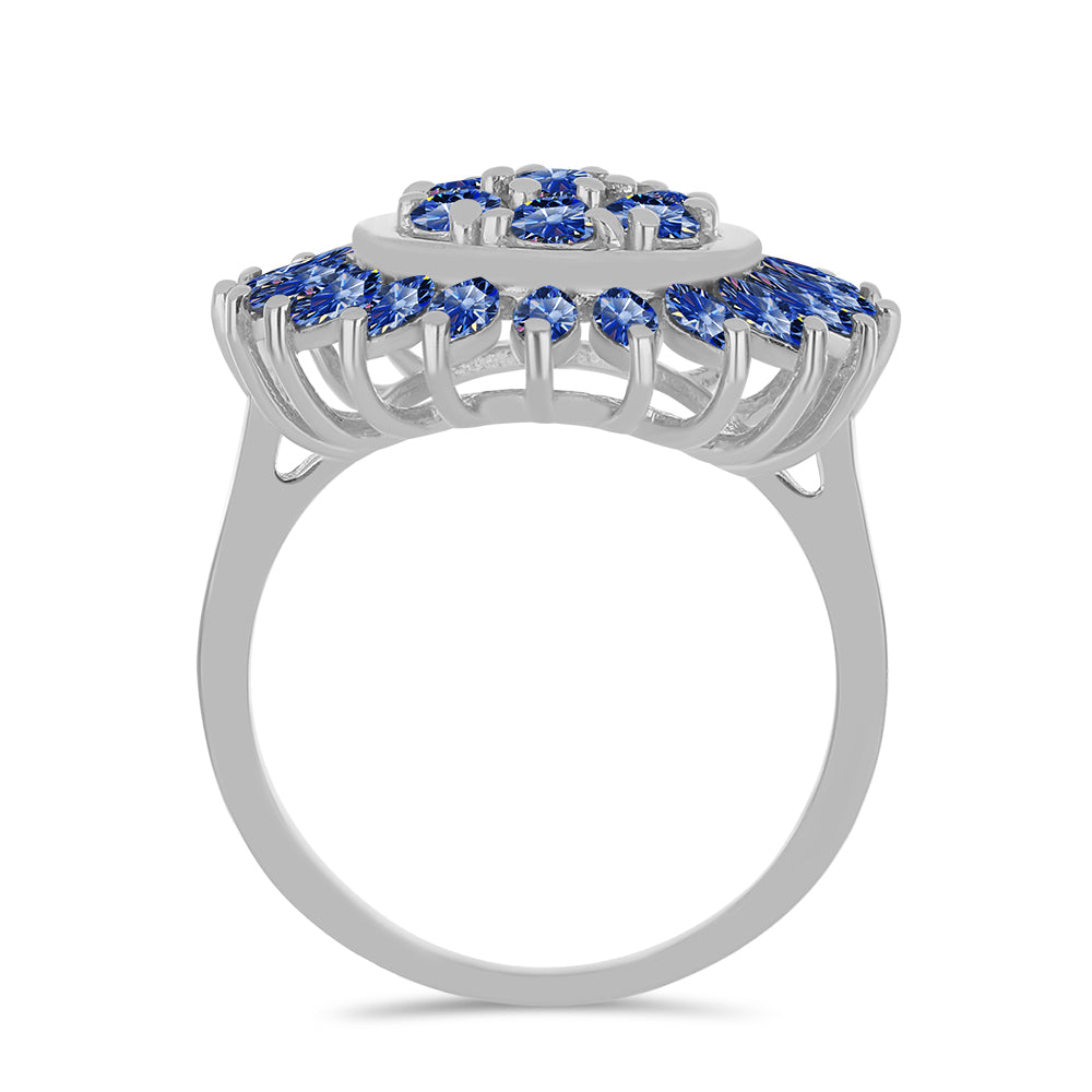 Anillo de Plata con Moisanita azul real certificado y cultivado en laboratorio 2 