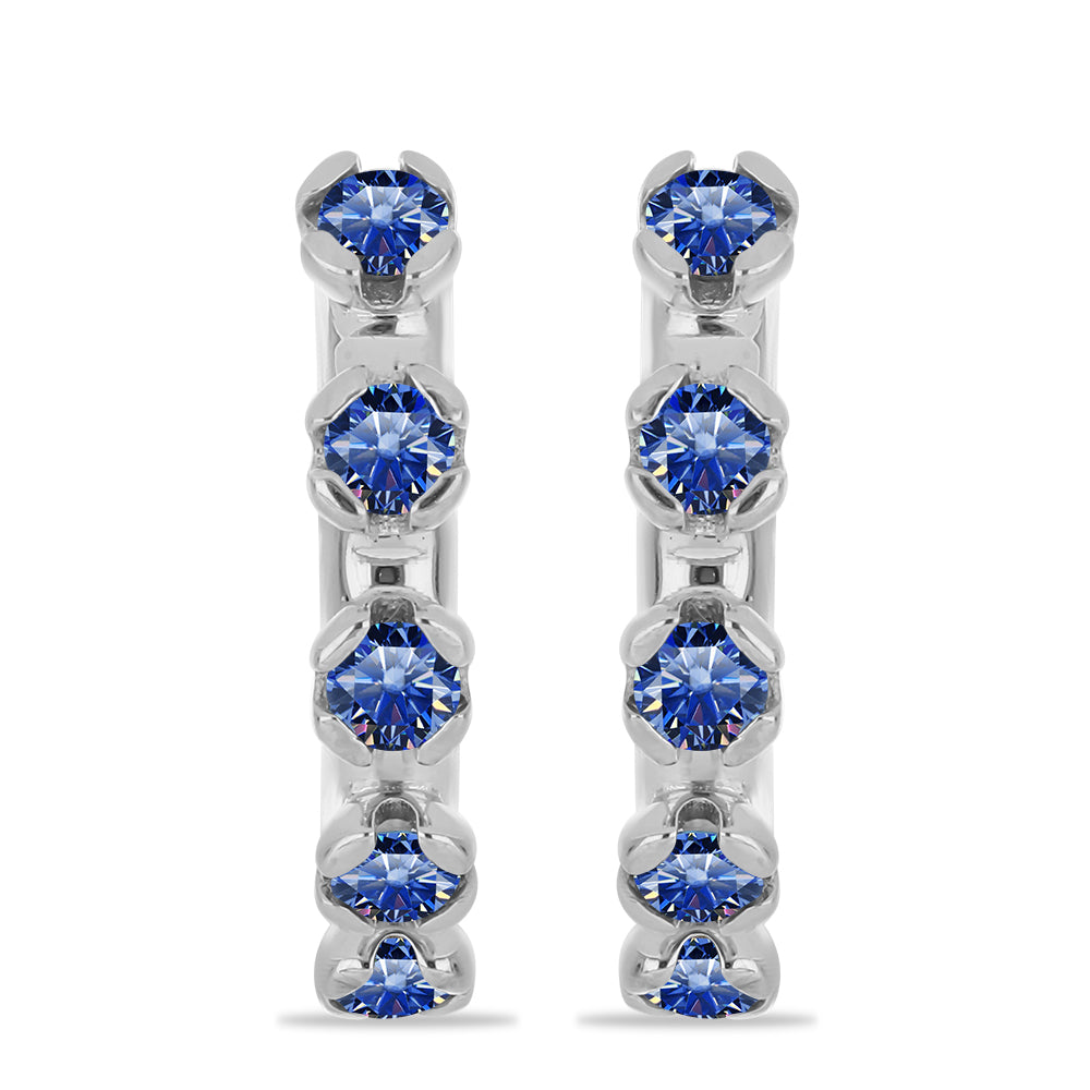 Pendientes de Plata con Moisanita azul real certificado y cultivado en laboratorio 1 