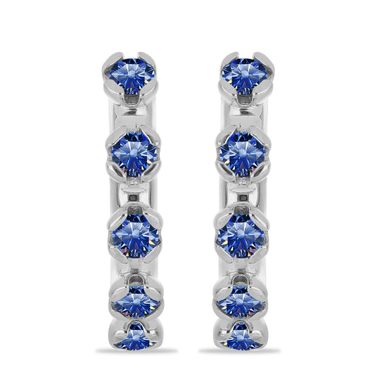 Pendientes de Plata con Moisanita azul real certificado y cultivado en laboratorio