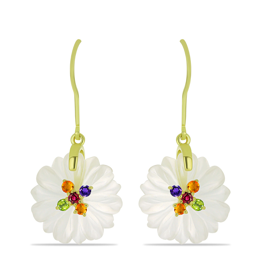 Pendientes de Plata Bañada en Oro con Agata blanca y Amatista de Marruecos 1 