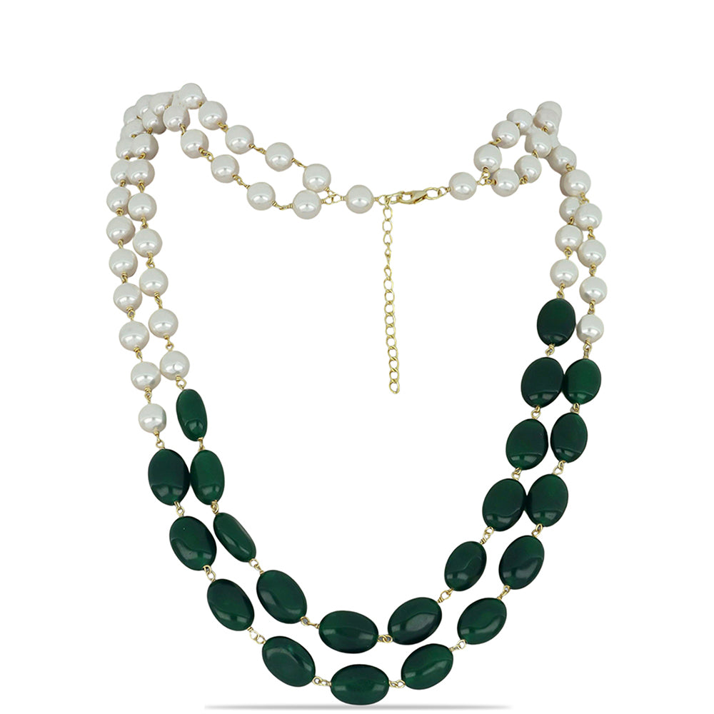 Collar de Plata Bañada en Oro con Jadeíta verde del Río Marsden y Perla de Agua Dulce 1 