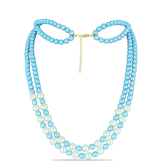 Collar de Plata Bañada en Oro con Perla Azul de Agua dulce y Perla de Agua Dulce
