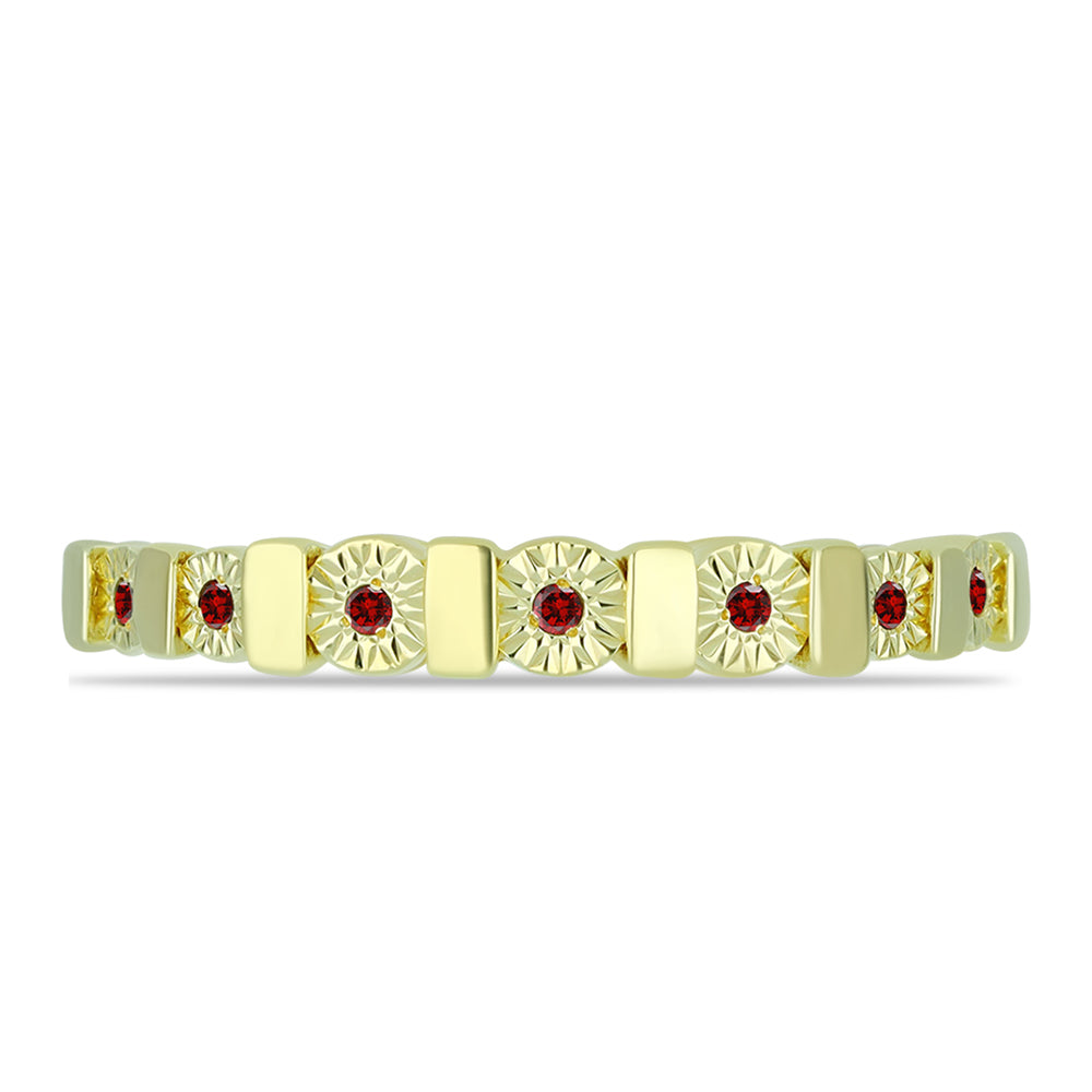Anillo de Plata Bañada en Oro con Diamante Rojo 1 