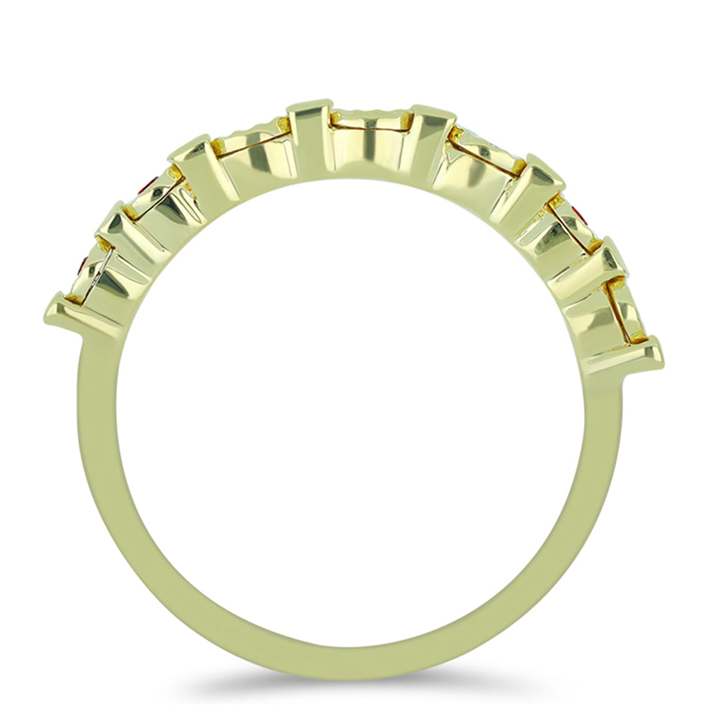 Anillo de Plata Bañada en Oro con Diamante Rojo 2 