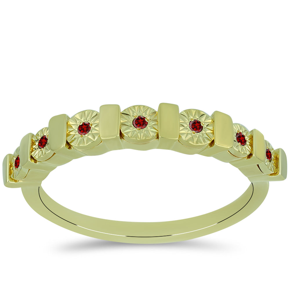 Anillo de Plata Bañada en Oro con Diamante Rojo 3 