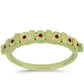 Anillo de Plata Bañada en Oro con Diamante Rojo