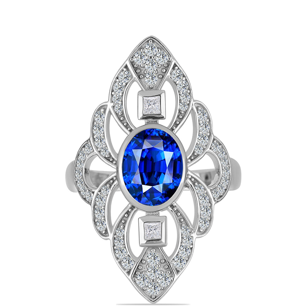 Anillo de Plata con Zafiro Azul Australiano y Topacio Blanco