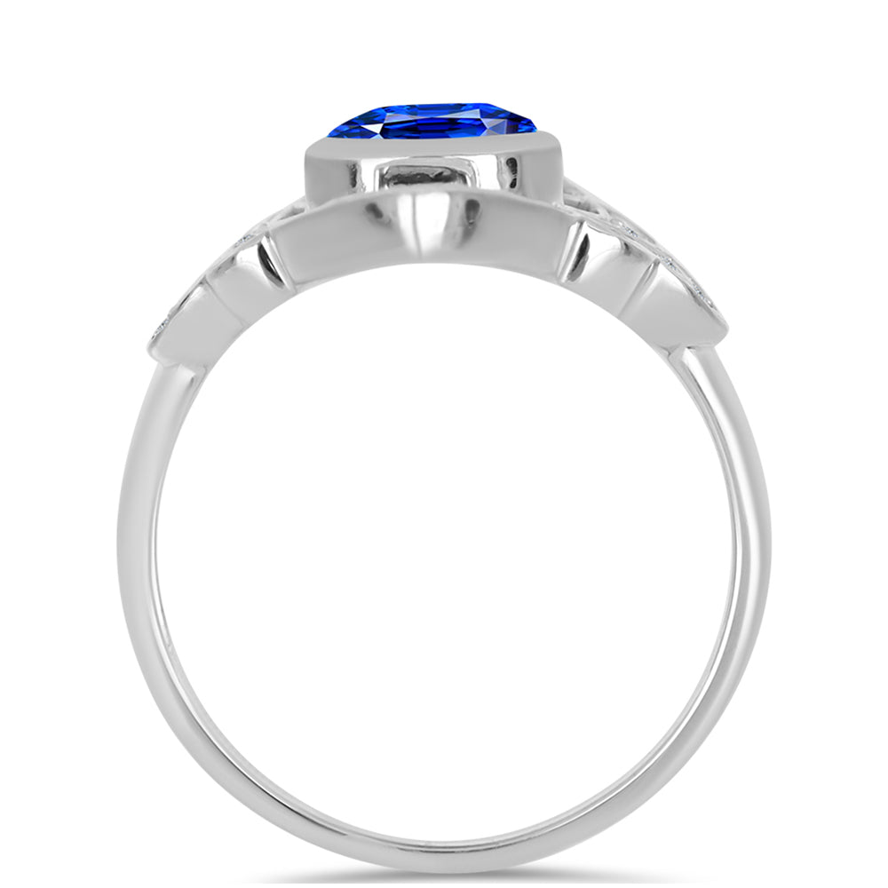 Anillo de Plata con Zafiro Azul Australiano y Topacio Blanco