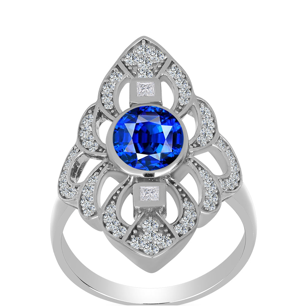 Anillo de Plata con Zafiro Azul Australiano y Topacio Blanco