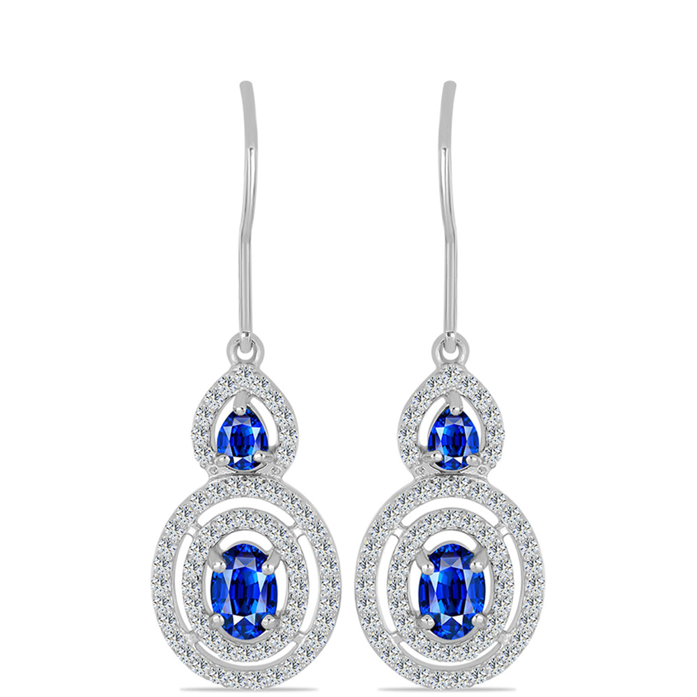 Pendientes de Plata con Zafiro Azul Australiano y Topacio Blanco 1 