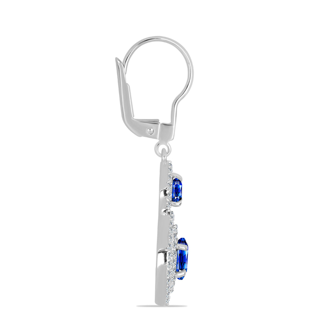 Pendientes de Plata con Zafiro Azul Australiano y Topacio Blanco 2 