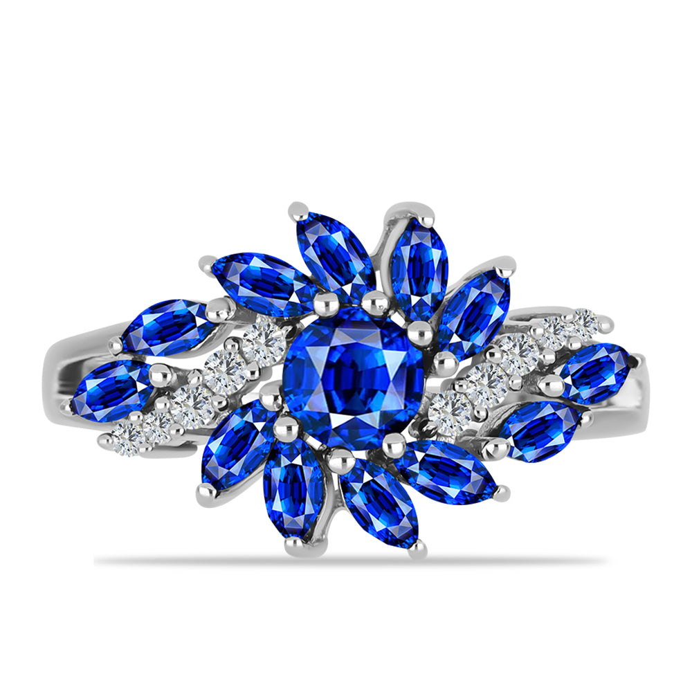 Anillo de Plata con Zafiro Azul Australiano y Topacio Blanco
