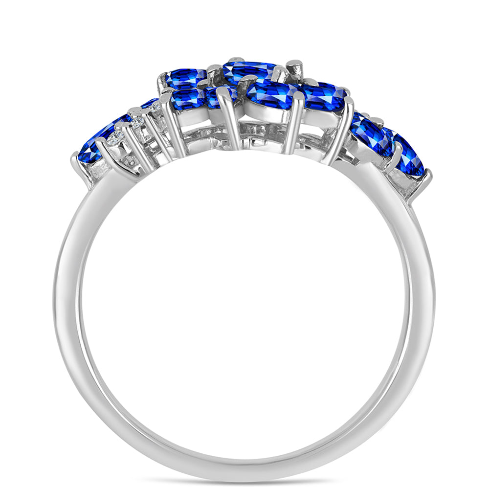 Anillo de Plata con Zafiro Azul Australiano y Topacio Blanco