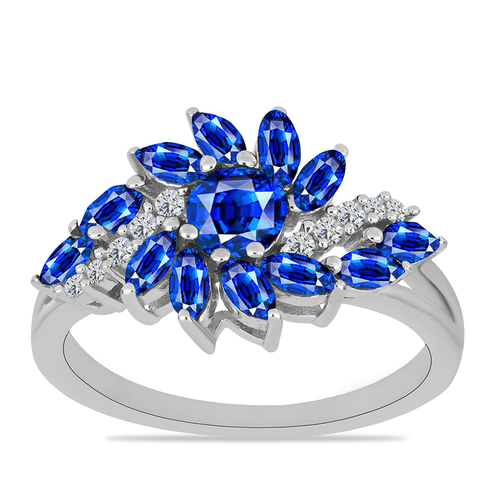 Anillo de Plata con Zafiro Azul Australiano y Topacio Blanco