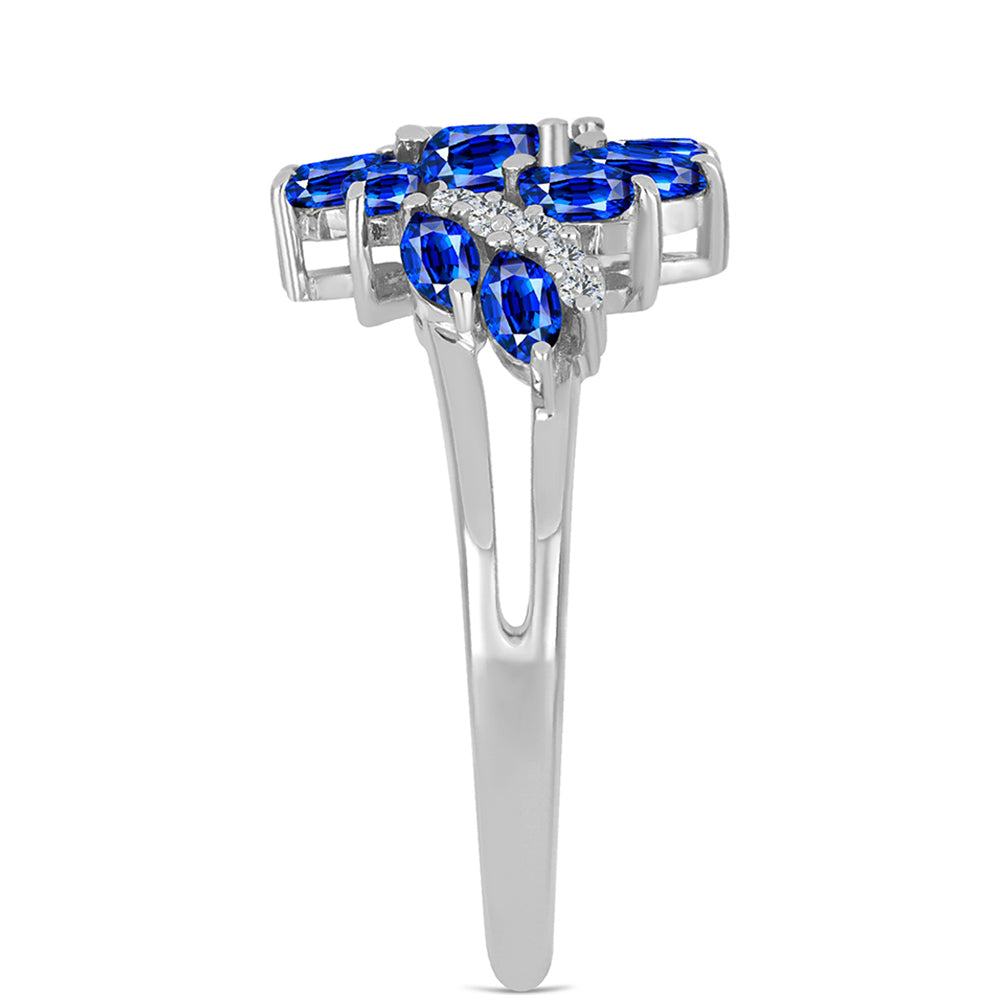 Anillo de Plata con Zafiro Azul Australiano y Topacio Blanco