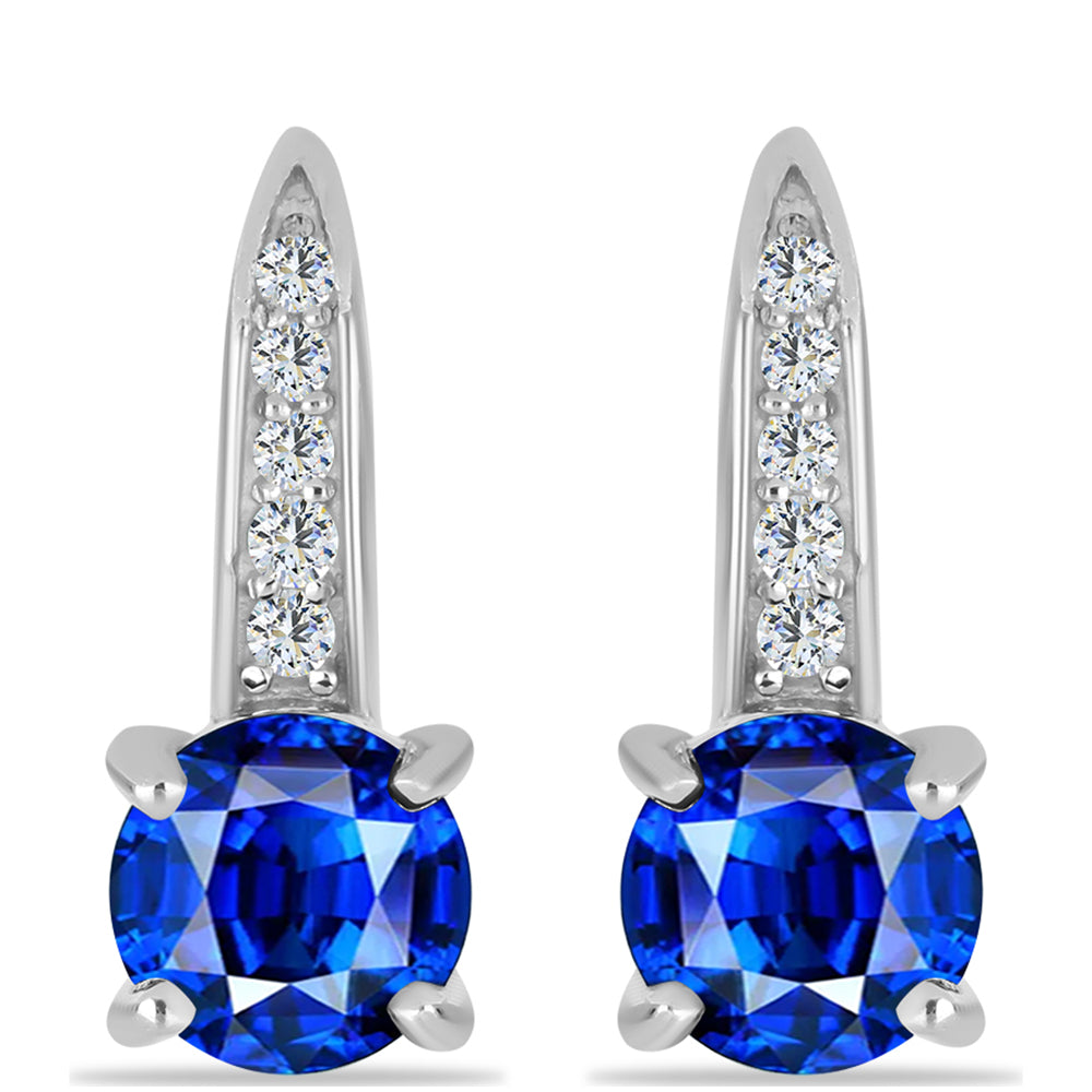 Pendientes de Plata con Zafiro Azul Australiano y Topacio Blanco 1 