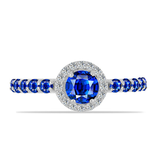 Anillo de Plata con Zafiro Azul Australiano y Topacio Blanco