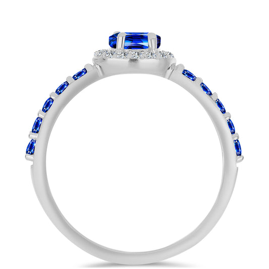 Anillo de Plata con Zafiro Azul Australiano y Topacio Blanco