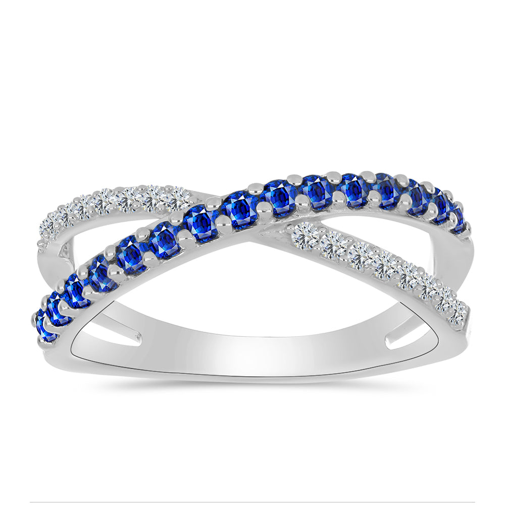 Anillo de Plata con Zafiro Azul Australiano y Topacio Blanco 3 