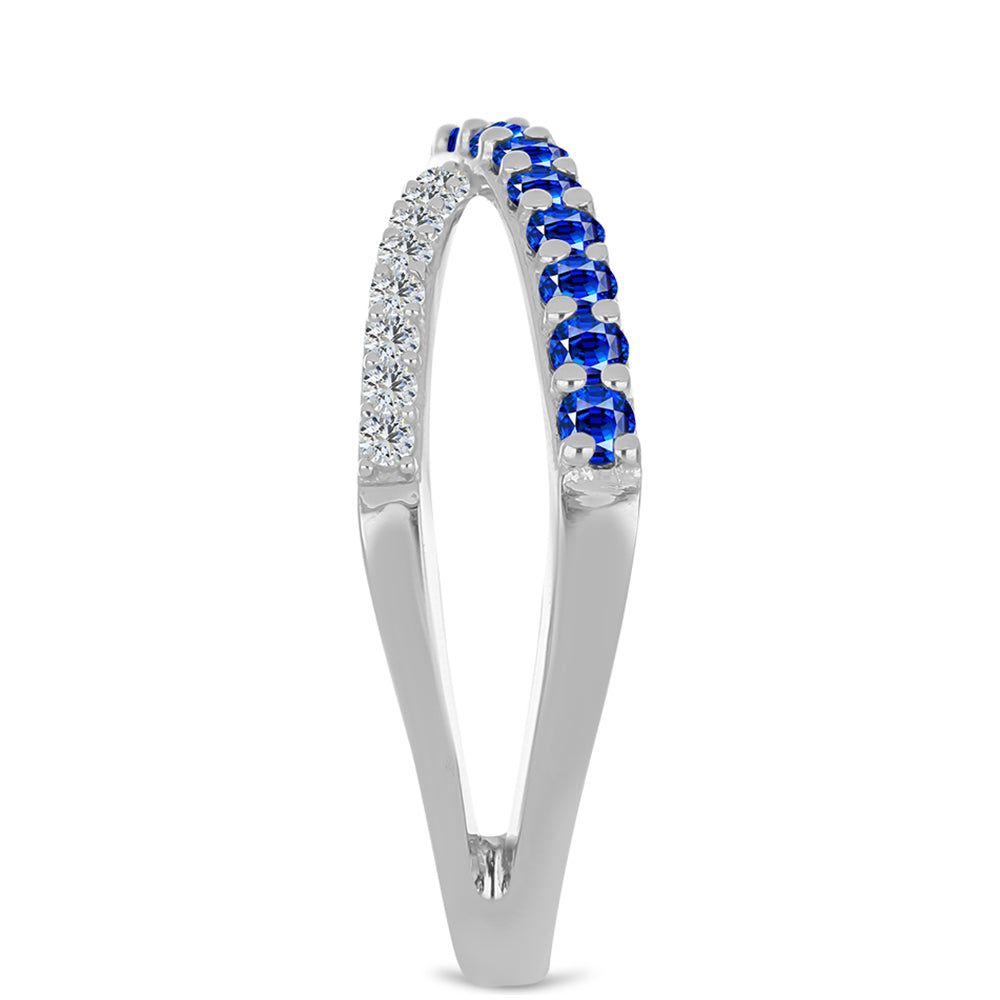 Anillo de Plata con Zafiro Azul Australiano y Topacio Blanco 4 