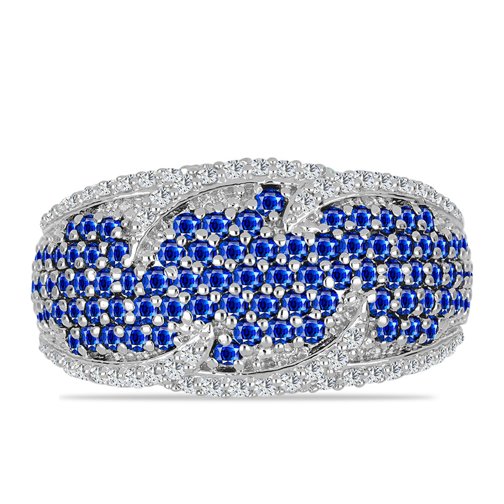 Anillo de Plata con Zafiro Azul Australiano y Topacio Blanco 1 