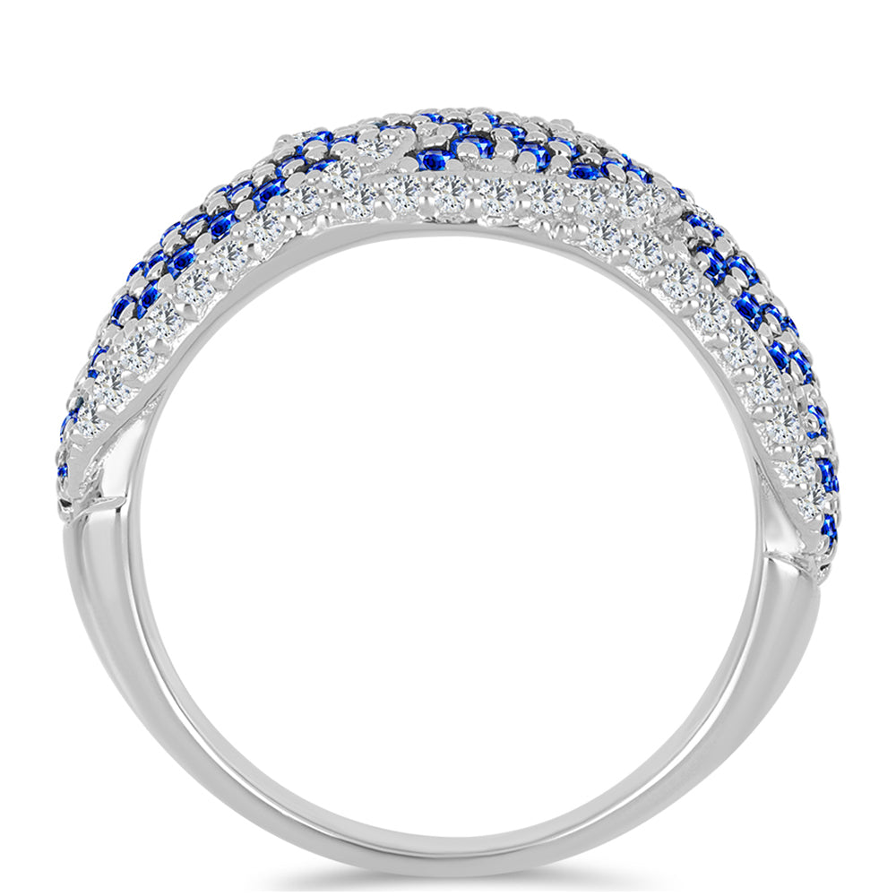 Anillo de Plata con Zafiro Azul Australiano y Topacio Blanco 2 