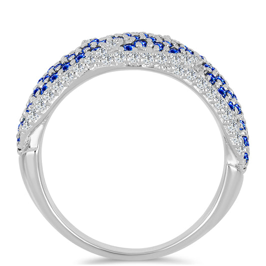 Anillo de Plata con Zafiro Azul Australiano y Topacio Blanco