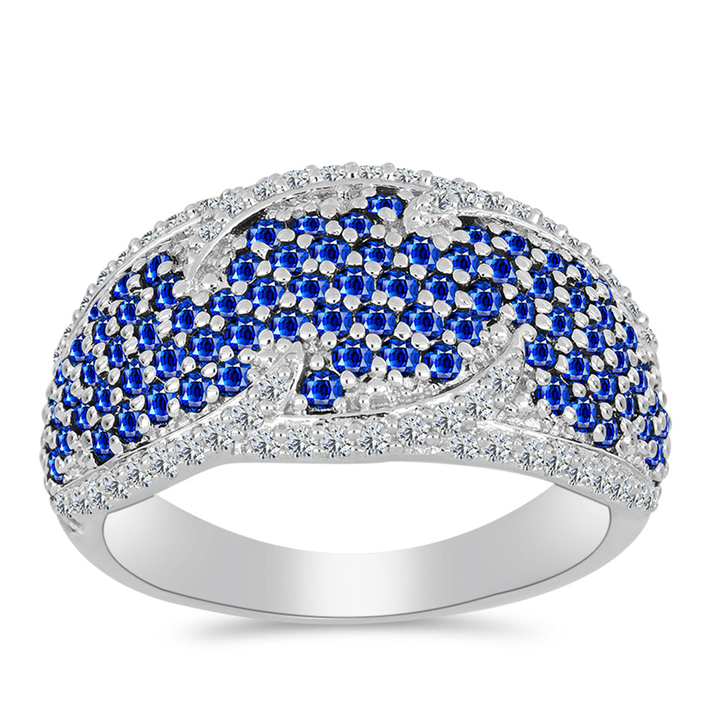 Anillo de Plata con Zafiro Azul Australiano y Topacio Blanco 3 
