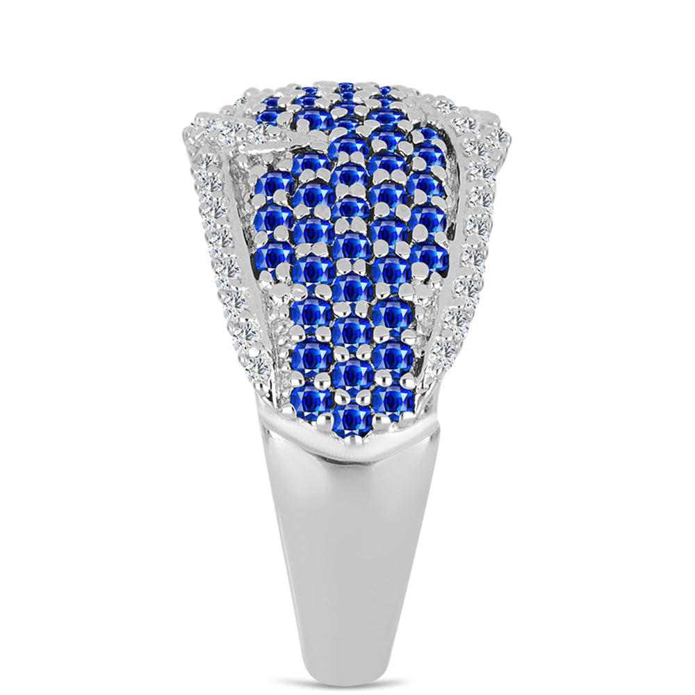 Anillo de Plata con Zafiro Azul Australiano y Topacio Blanco 4 