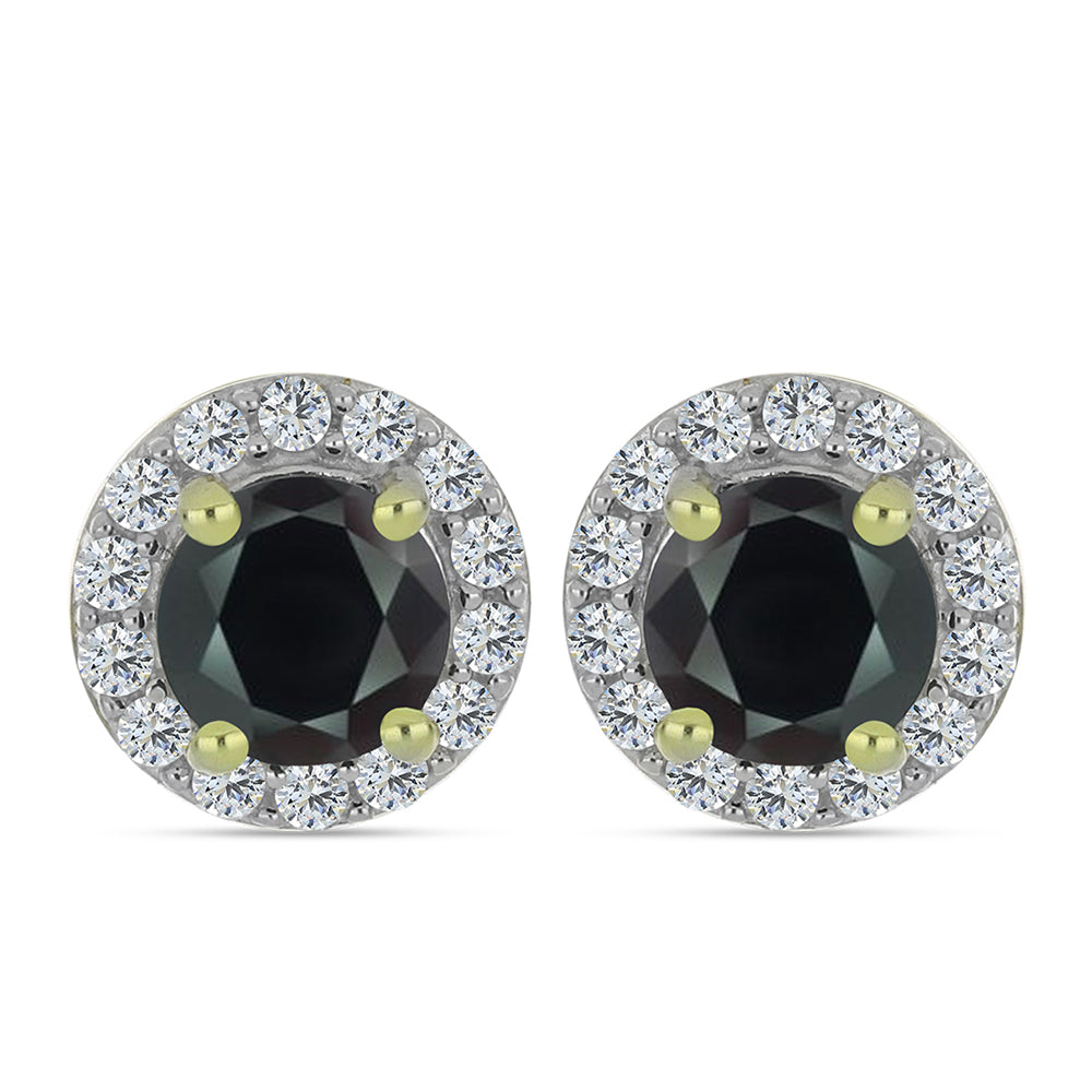 Pendientes de Plata Bañada en Oro con Obsidiana y Topacio Blanco 1 