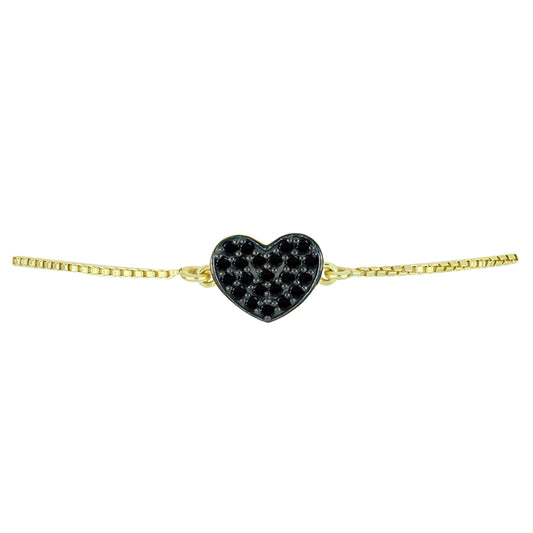 Pulsera de Plata Bañada en Oro con Obsidiana