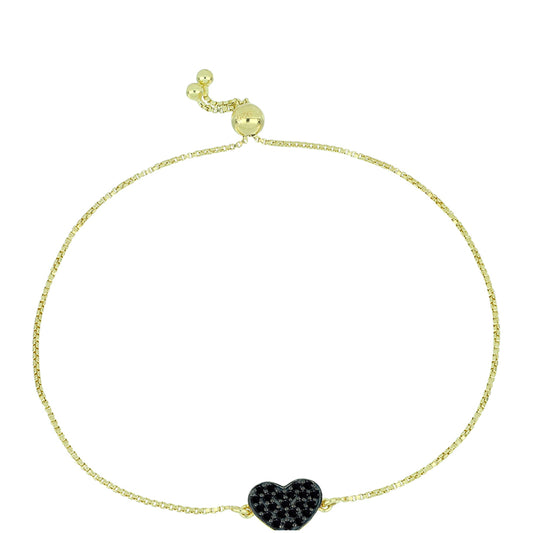 Pulsera de Plata Bañada en Oro con Obsidiana