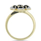 Anillo de Plata Bañada en Oro con Obsidiana y Topacio Blanco