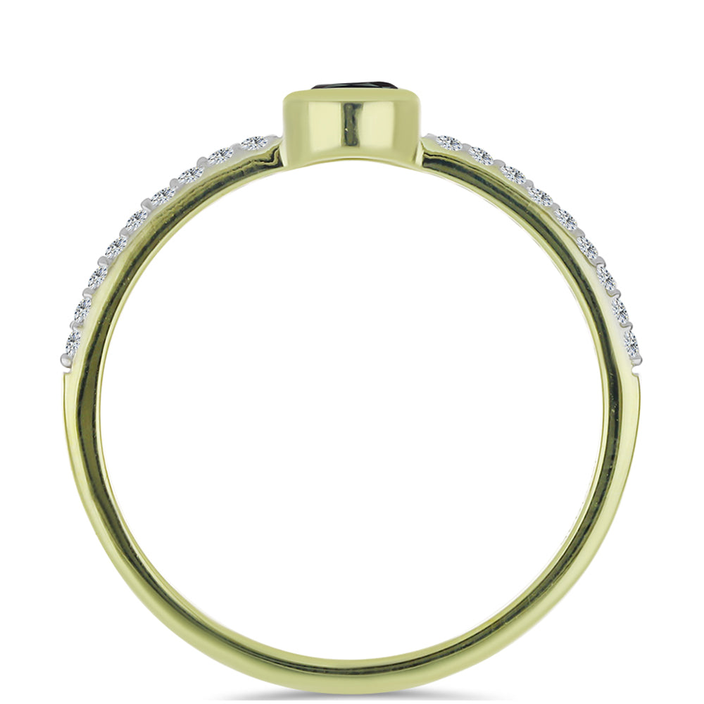 Anillo de Plata Bañada en Oro con Obsidiana y Topacio Blanco 2 