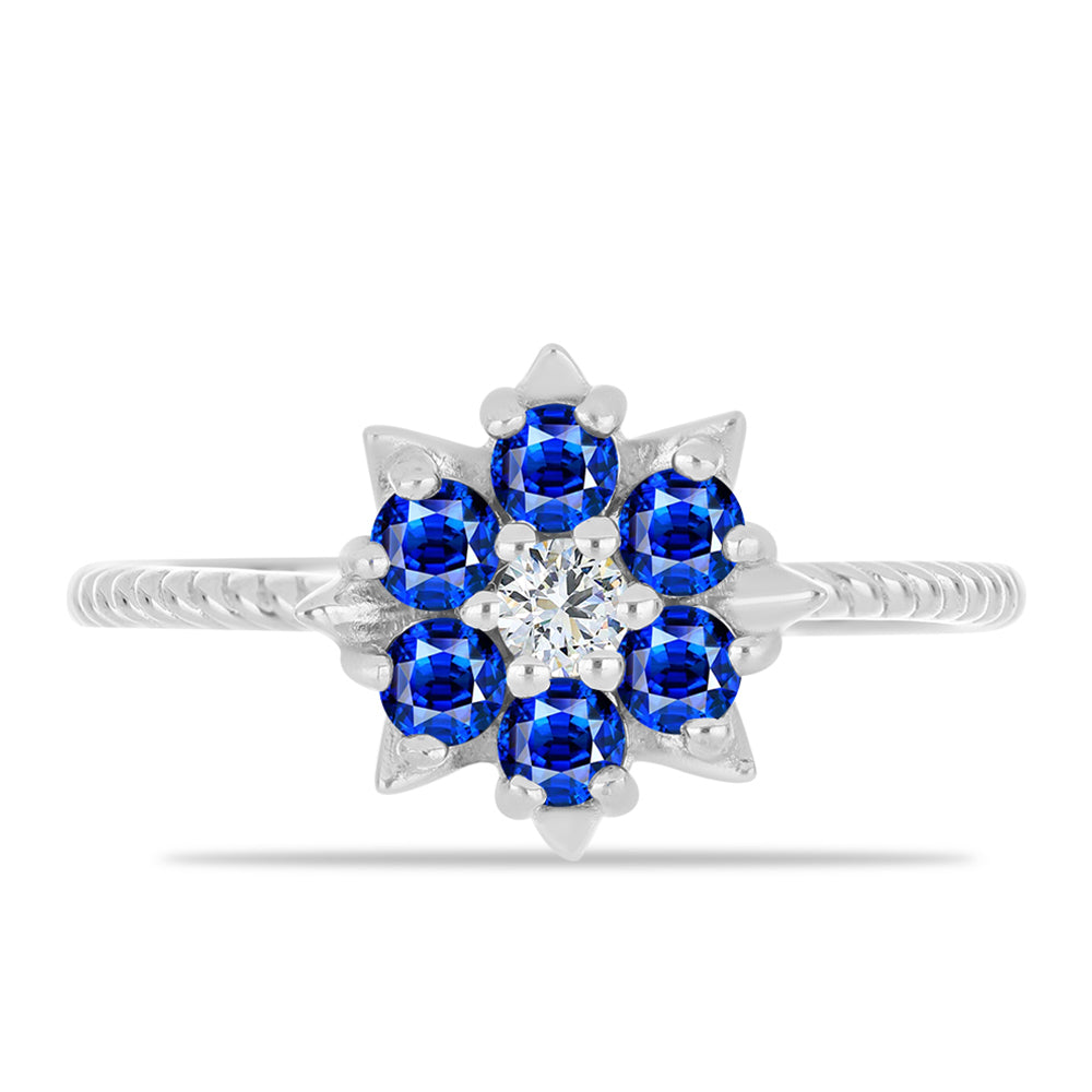 Anillo de Plata con Zafiro Azul Australiano y Topacio Blanco 1 