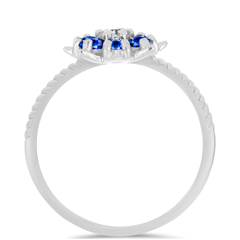 Anillo de Plata con Zafiro Azul Australiano y Topacio Blanco 2 