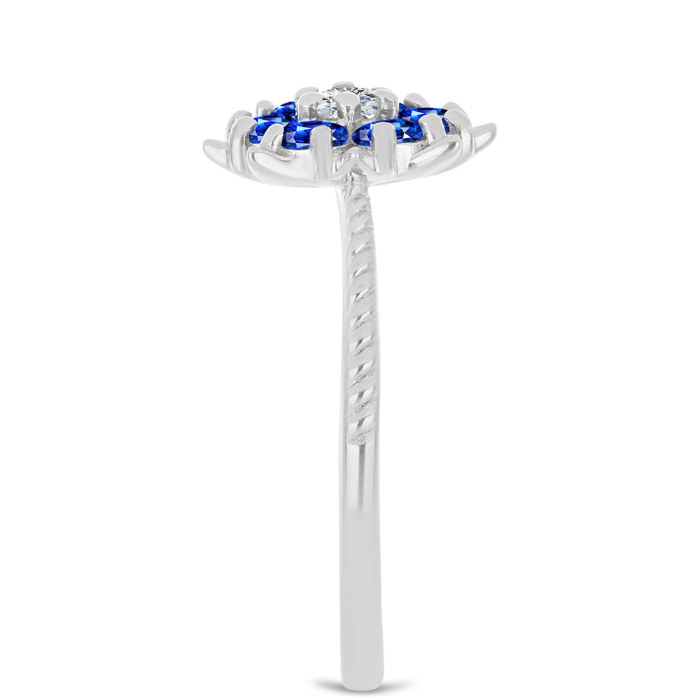 Anillo de Plata con Zafiro Azul Australiano y Topacio Blanco 4 