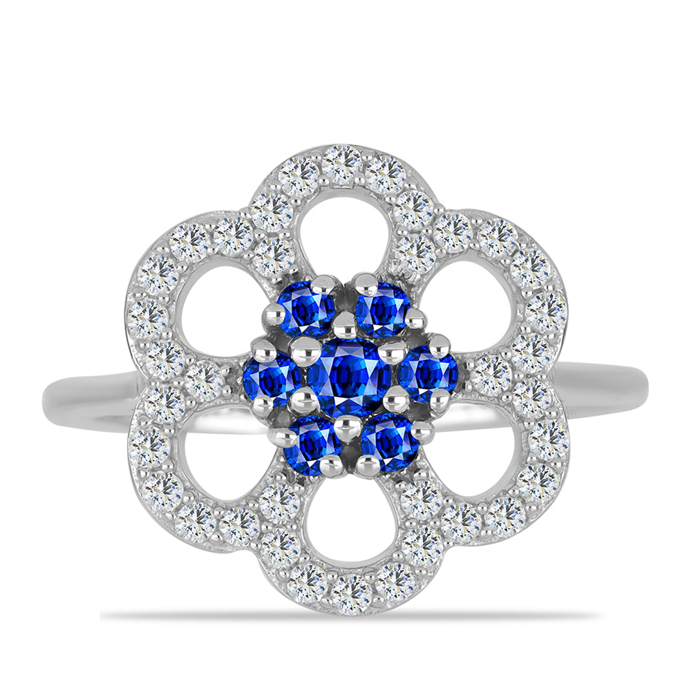 Anillo de Plata con Zafiro Azul Australiano y Topacio Blanco