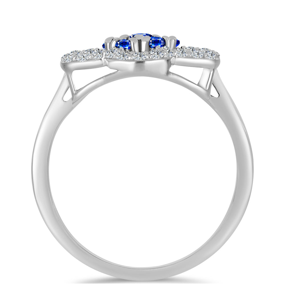 Anillo de Plata con Zafiro Azul Australiano y Topacio Blanco 2 