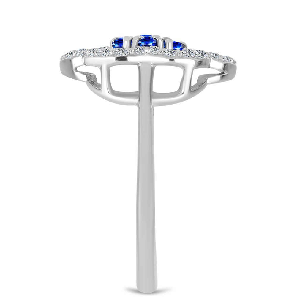 Anillo de Plata con Zafiro Azul Australiano y Topacio Blanco 4 