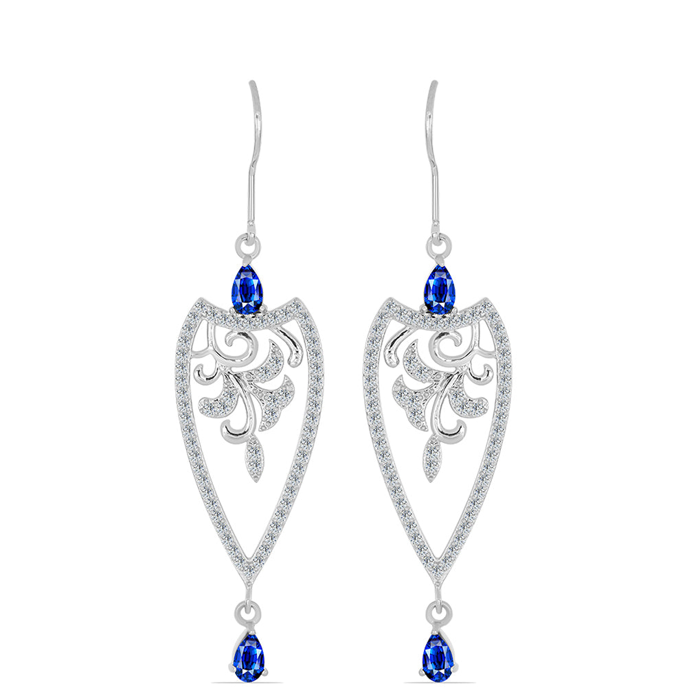 Pendientes de Plata con Zafiro Azul Australiano y Topacio Blanco 1 