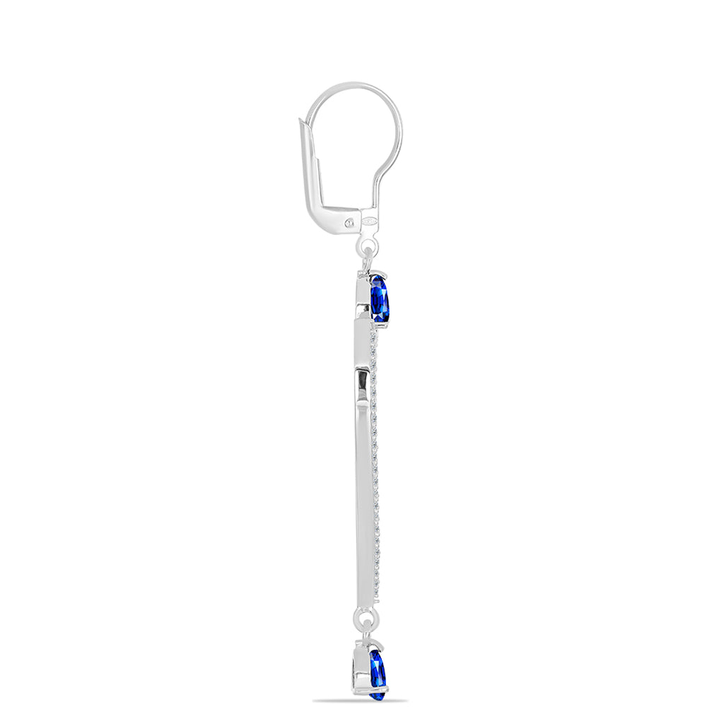 Pendientes de Plata con Zafiro Azul Australiano y Topacio Blanco 2 