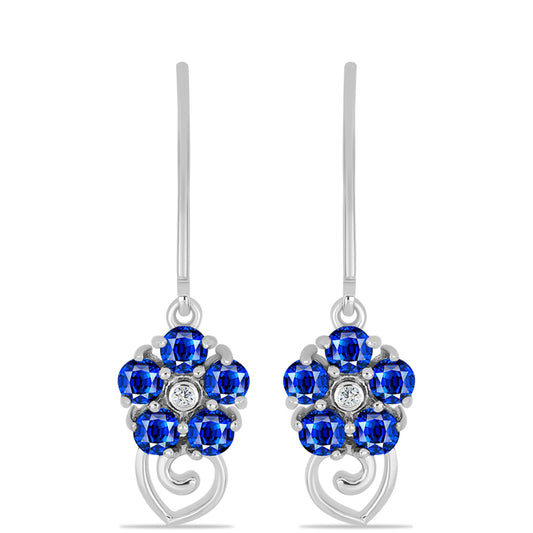 Pendientes de Plata con Zafiro Azul Australiano y Topacio Blanco